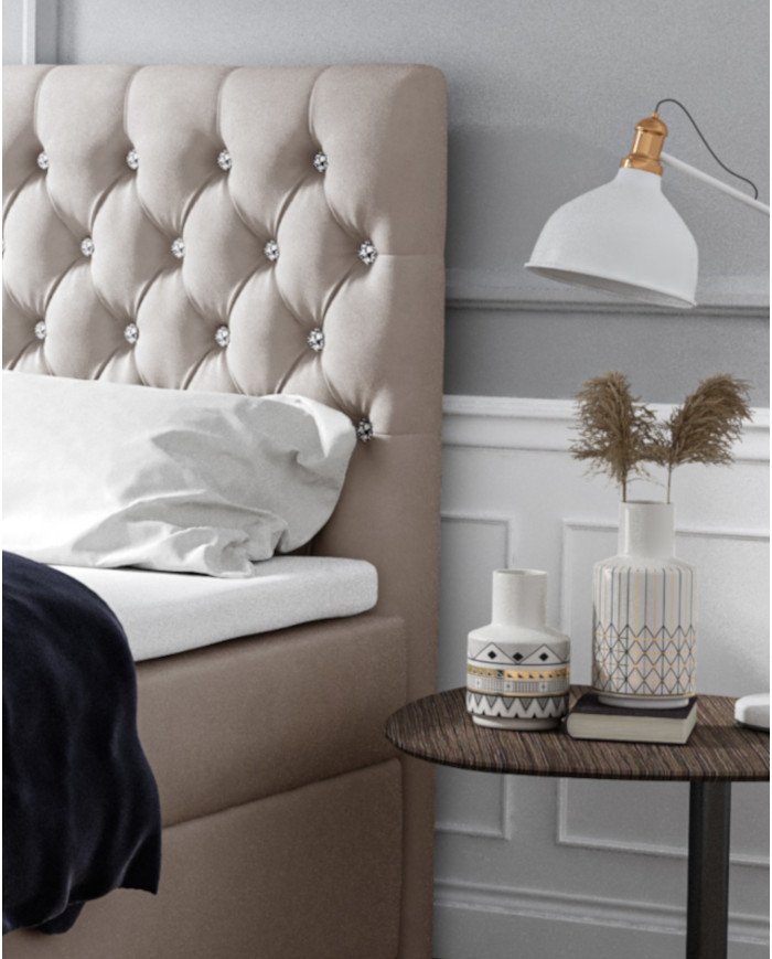 "Monet" continental bed 160x200, upholstered, mattress, mattress cover, container - Image 6