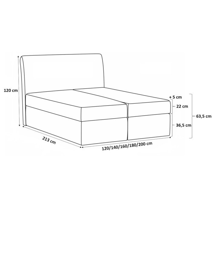 "Monet" continental bed 160x200, upholstered, mattress, mattress cover, container - Image 7