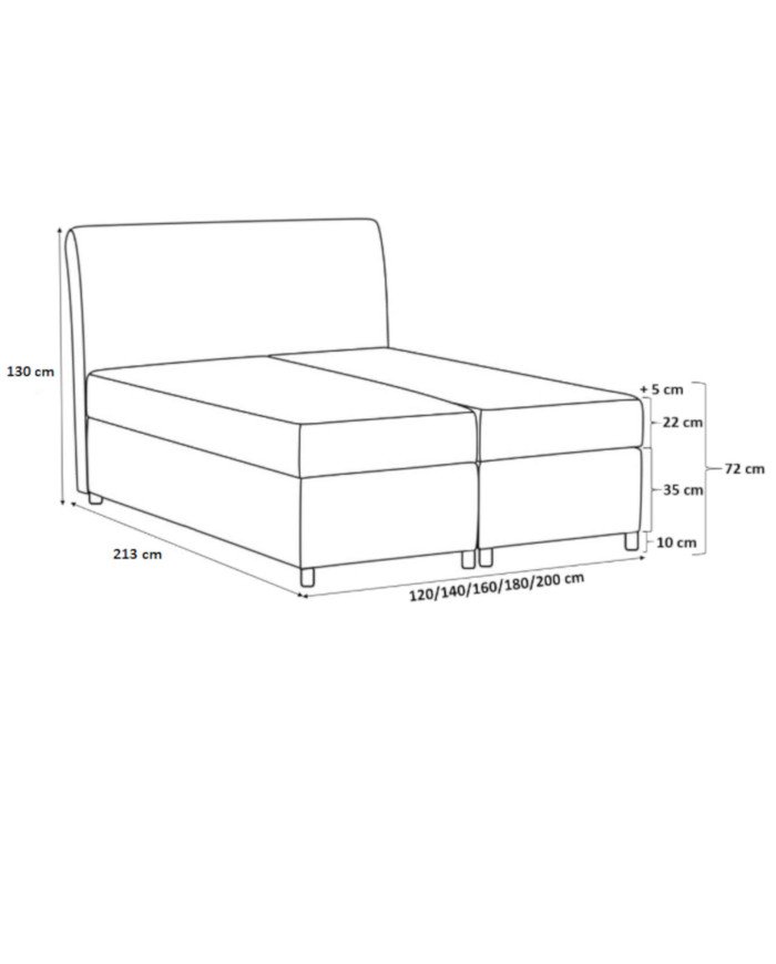 Napoli continental bed 140x200, upholstered, mattress, mattress cover, container - Image 4