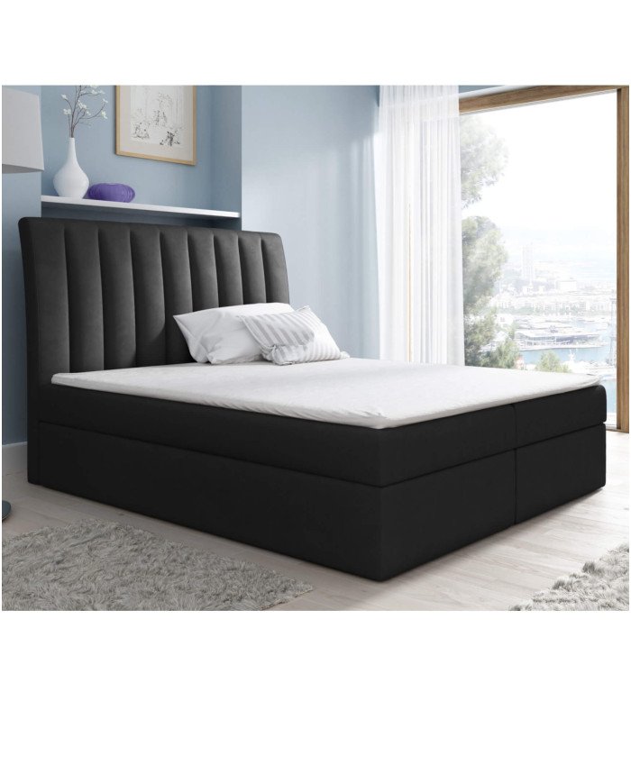 Nero continental bed 120x200, upholstered, mattress, mattress cover, container - Image 3