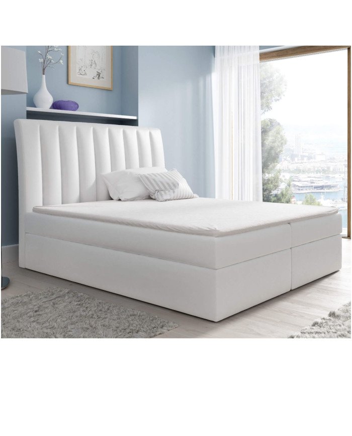 Nero continental bed 140x200, upholstered, mattress, mattress cover, container - Image 4