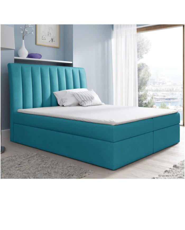 Nero continental bed 140x200, upholstered, mattress, mattress cover, container