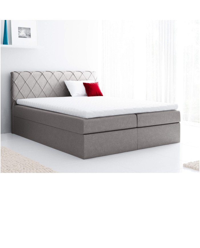 Paros continental bed 120x200, upholstered, mattress, mattress cover, container - Image 2