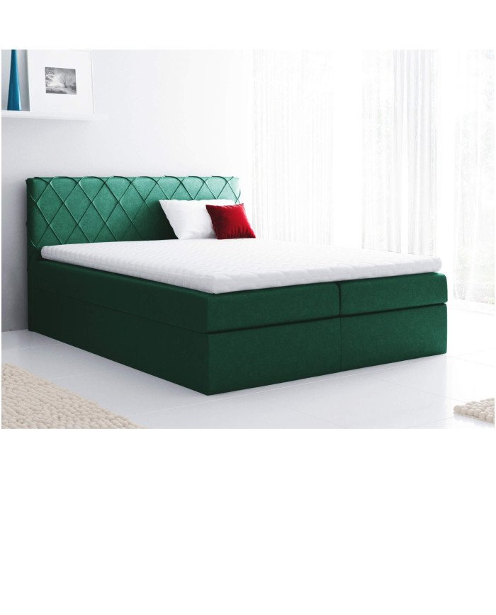 Paros continental bed 120x200, upholstered, mattress, mattress cover, container - Image 3