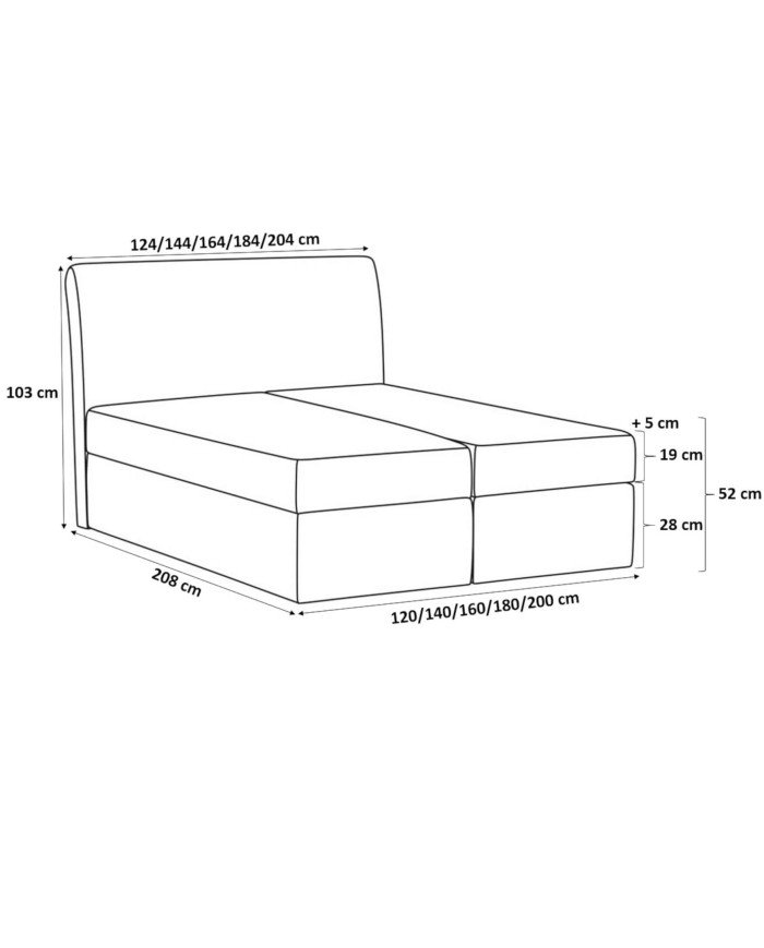 Paros continental bed 120x200, upholstered, mattress, mattress cover, container - Image 6