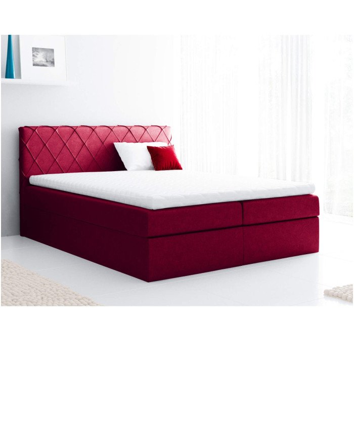 Paros continental bed 140x200, upholstered, mattress, mattress cover, container - Image 4