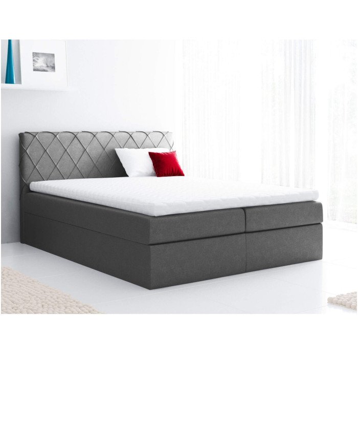 Paros continental bed 140x200, upholstered, mattress, mattress cover, container - Image 5