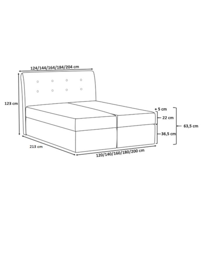 Piano-type continental bed 120x200, upholstered, mattress, mattress cover, container - Image 7