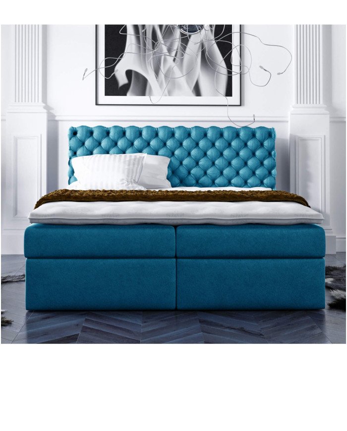 Piano-type continental bed 140x200, upholstered, mattress, mattress cover, container - Image 2
