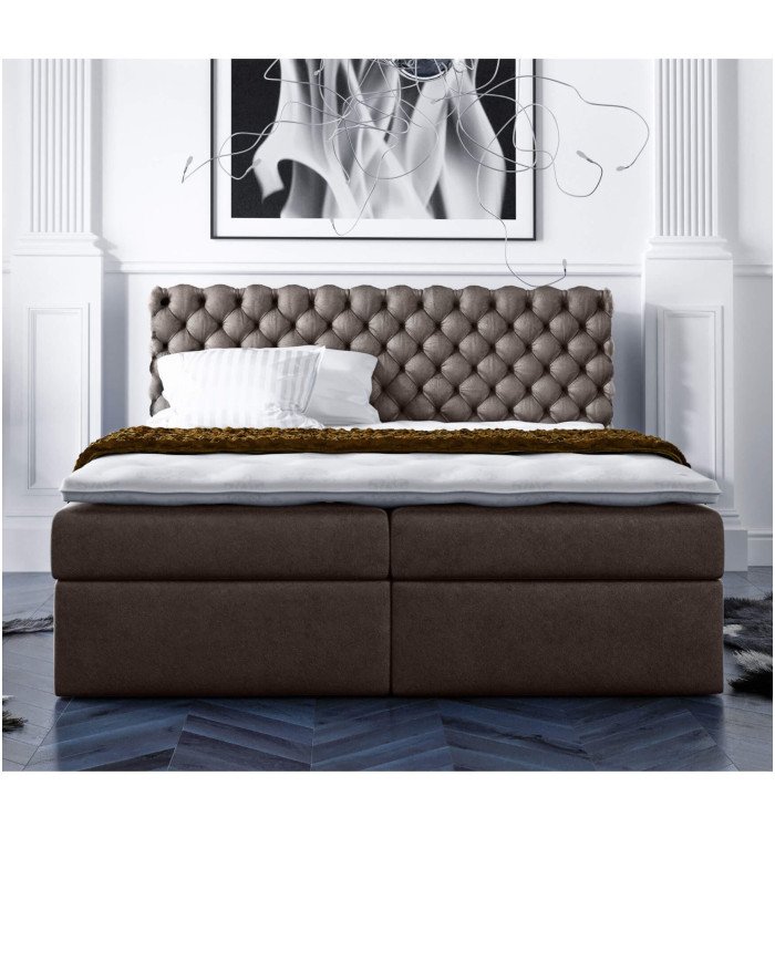 Piano-type continental bed 140x200, upholstered, mattress, mattress cover, container - Image 5