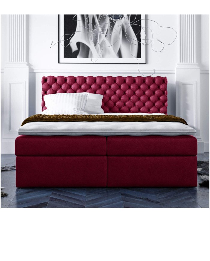 Piano-type continental bed 140x200, upholstered, mattress, mattress cover, container - Image 6