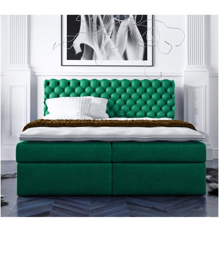 Piano-type continental bed 140x200, upholstered, mattress, mattress cover, container