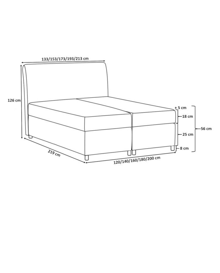 Prato continental bed 180x200, upholstered, with mattress, top mattress - Image 6