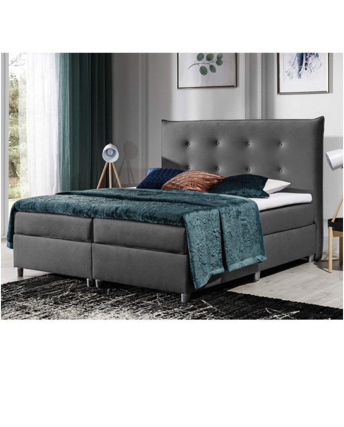 Prato continental bed 200x200, upholstered, with mattress, top mattress - Image 3