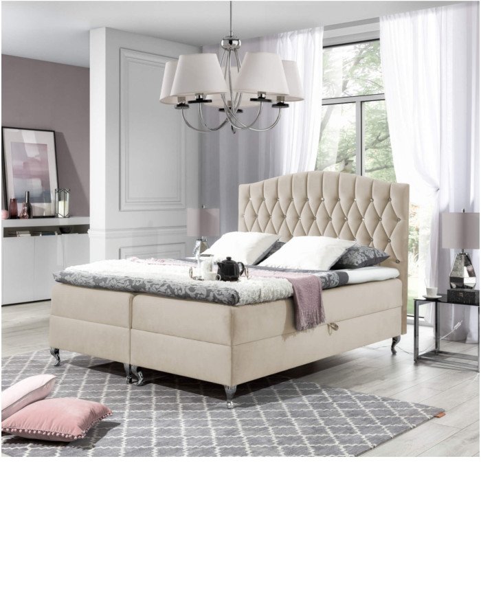 Puerto continental bed 140x200, upholstered, mattress, mattress cover, container - Image 2