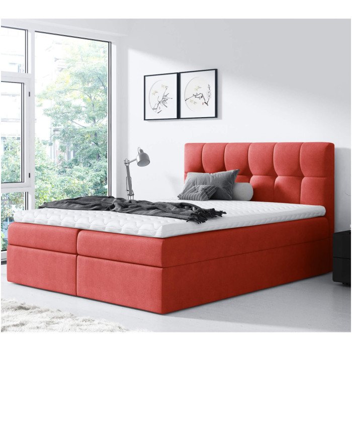 Rico continental bed 140x200, upholstered, mattress, mattress cover, container - Image 3