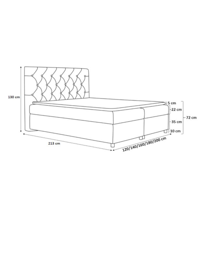 "Roma" continental bed 200x200, upholstered, mattress, mattress cover, container - Image 7