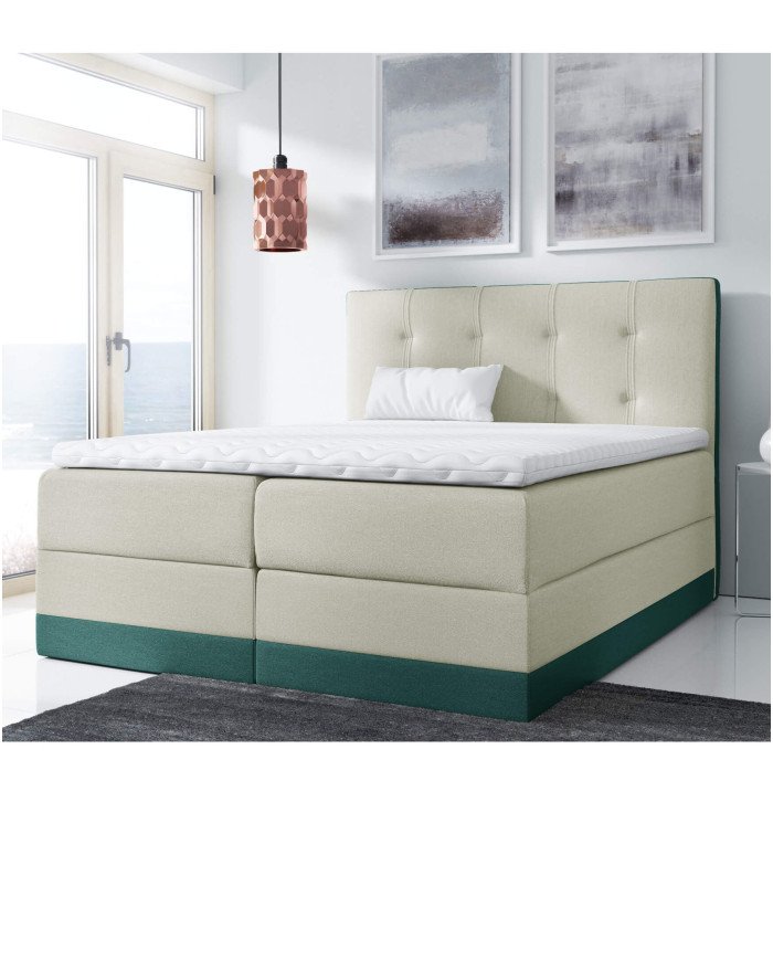 King size continental bed 120x200, upholstered, mattress, mattress cover, container - Image 3
