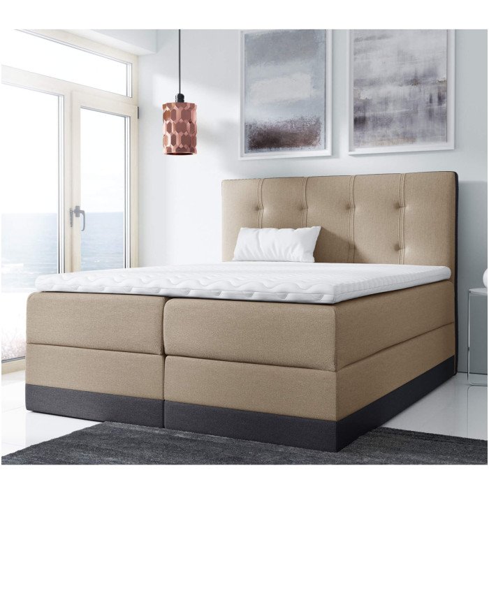 King size continental bed 120x200, upholstered, mattress, mattress cover, container - Image 4