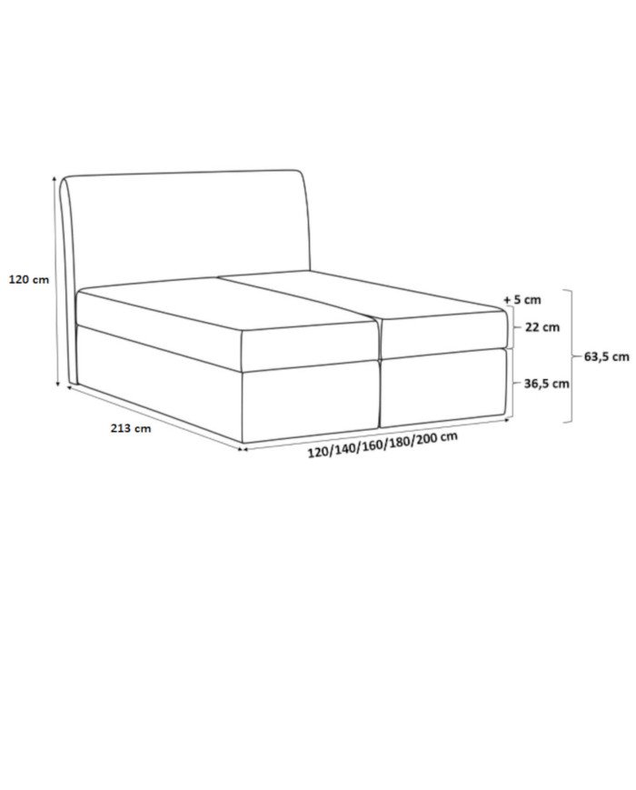 King size continental bed 120x200, upholstered, mattress, mattress cover, container - Image 7