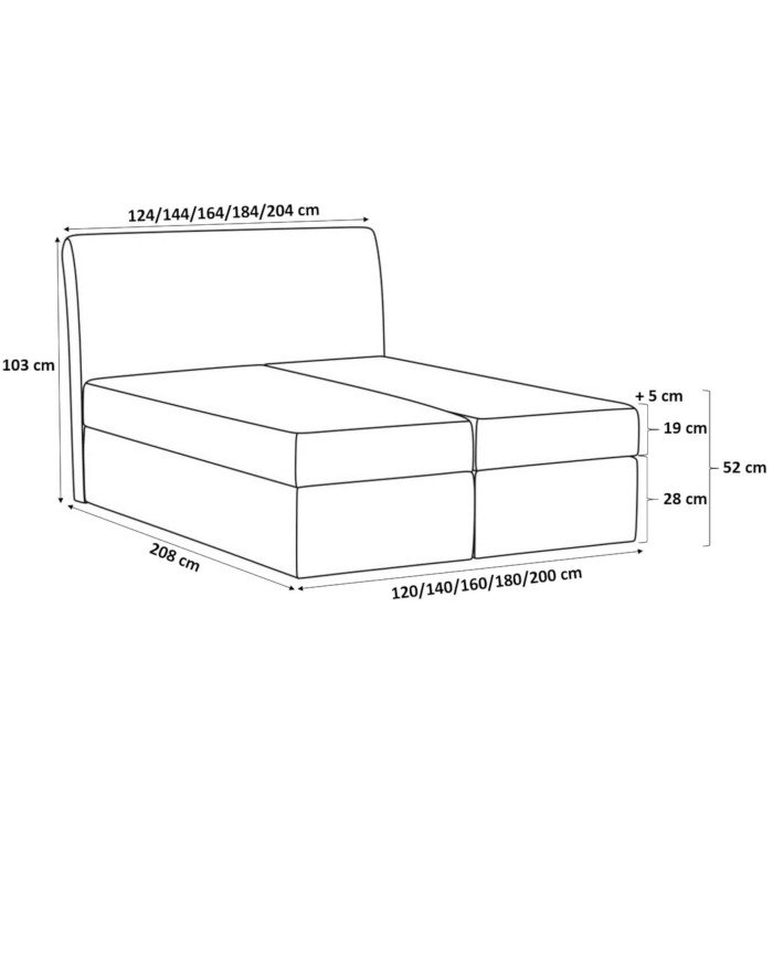 Salsa continental bed 120x200, upholstered, mattress, mattress cover, container - Image 7