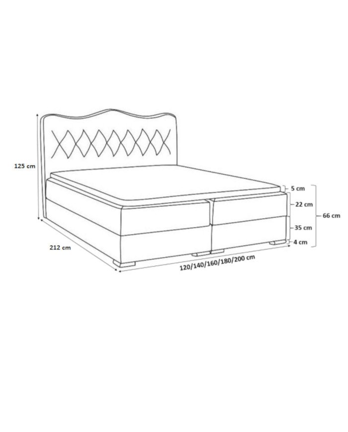 "Sultan" continental bed 160x200, upholstered, mattress, mattress cover, container - Image 7