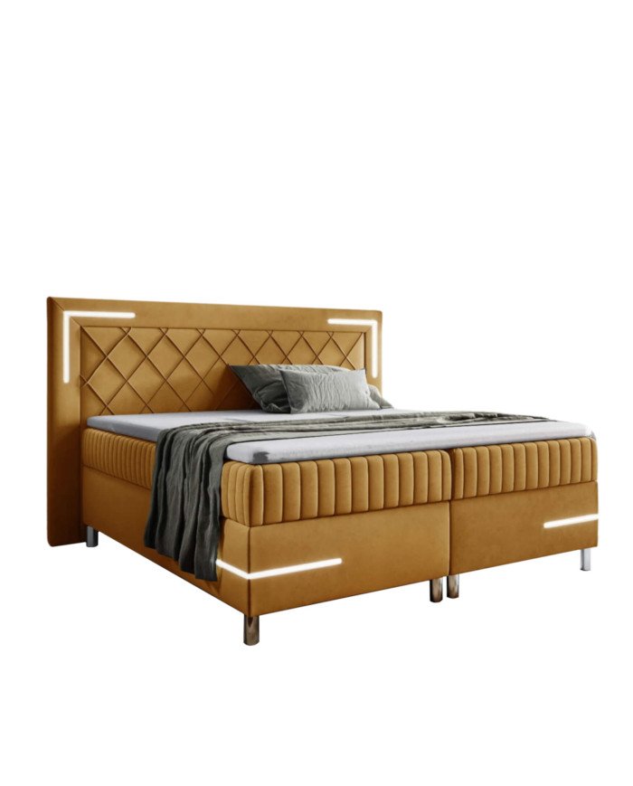 Tango 4 continental bed, with lighting, 160x200, upholstered, mattresses, mattress, container - Image 5