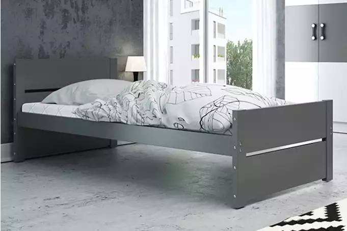BARTEK single youth bed 90x200 with mattress, graphite color