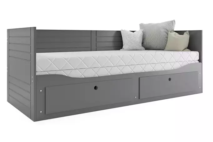 HERMES 80X200 youth double folding bed with drawer, graphite color - Image 4