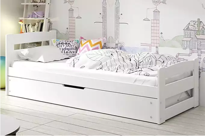 ERNI single bed with storage box 90x200, white