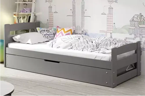ERNI 90X200 single youth bed with mattress and storage box, graphite color