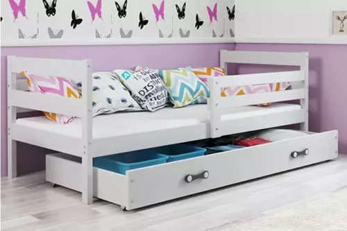 ERYK single youth bed 80×190 with mattress and drawer, white