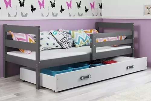 ERYK 80X190 single youth bed with drawer, graphite/white