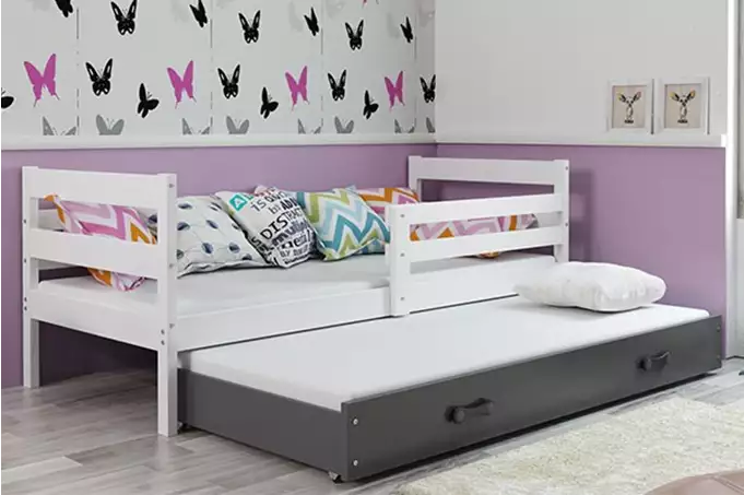 ERYK 90X200 youth folding bed with mattress and drawer, white/graphite