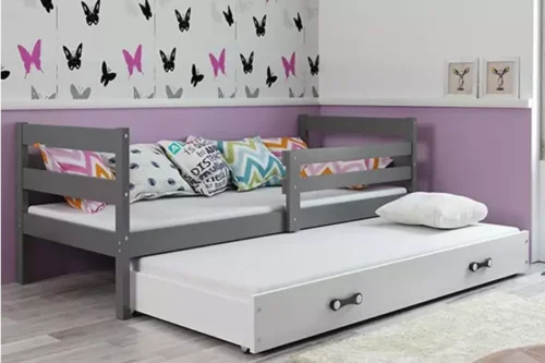 ERYK 80X190 youth pull-out bed with drawer, graphite/white