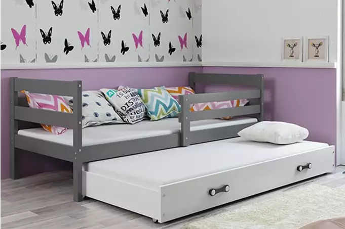 ERYK 90x200 youth pull-out bed with drawer, graphite/white