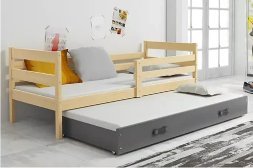 ERYK 80X190 youth pull-out bed with drawer, pine/graphite