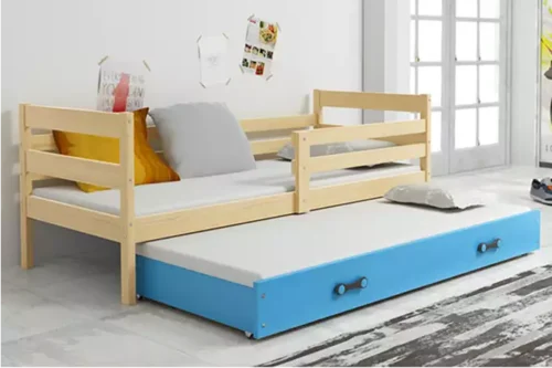 ERYK 80X190 youth pull-out bed with drawer, pine/blue