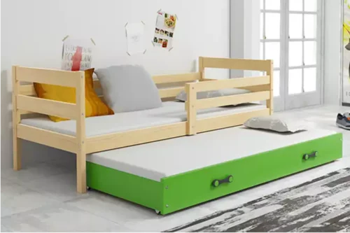 ERYK 80X190 youth pull-out bed with drawer, pine/green