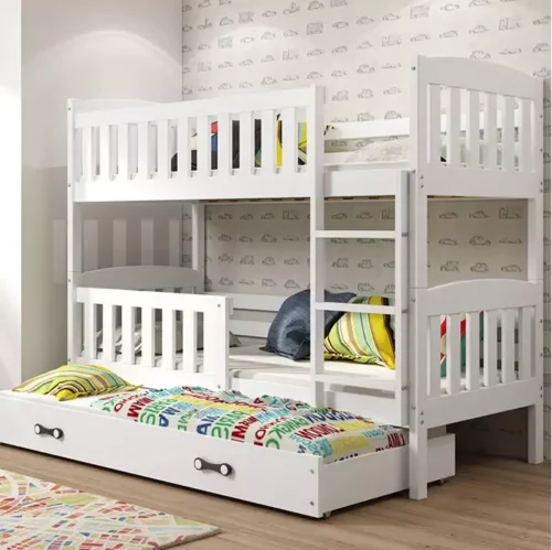 KUBUŚ three-person youth bed 90X200 with drawer, white