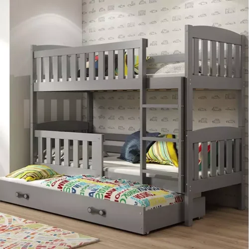 KUBUŚ 3-person youth bed 90X200 with drawer, graphite color