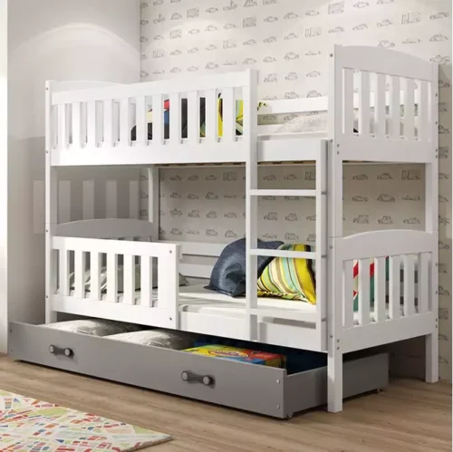 KUBUŚ youth bunk bed 90×190 with drawer, white/graphite