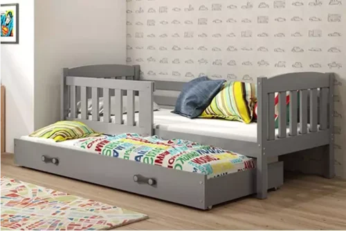 KUBUŚ youth folding bed 90×200 with drawer, graphite color