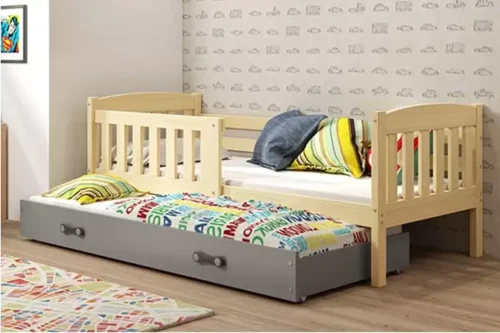 KUBUŚ youth folding bed 90×200 with drawer, pine/graphite