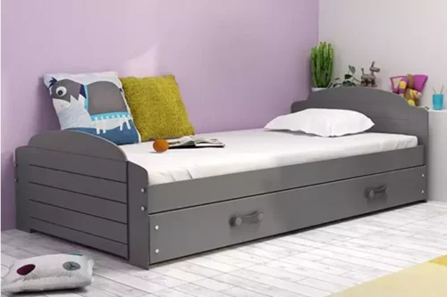 LILI single youth bed 90×200 with mattress and drawer, graphite color