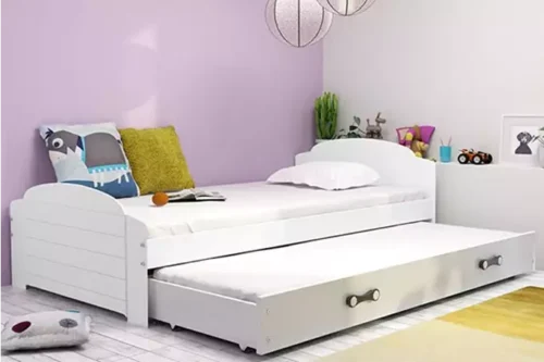 LILI 90×200 youth pull-out bed with drawer, white