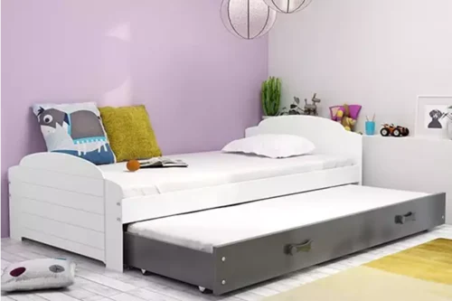 LILI 90X200 youth folding bed with mattress and drawer, white/graphite