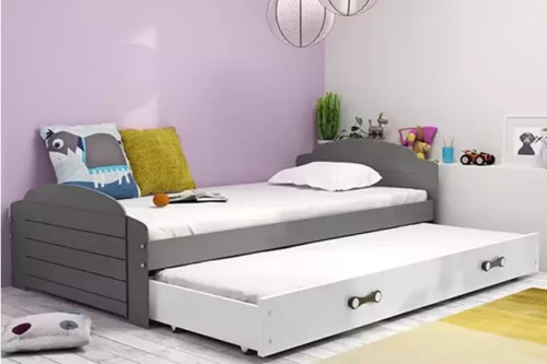 LILI 90X200 youth folding bed with mattress and drawer, graphite/white