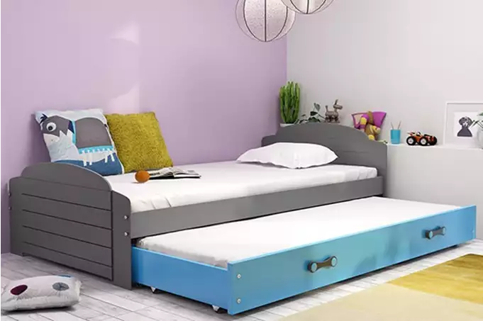 LILI 90X200 youth folding bed with drawer, graphite/blue - Image 5