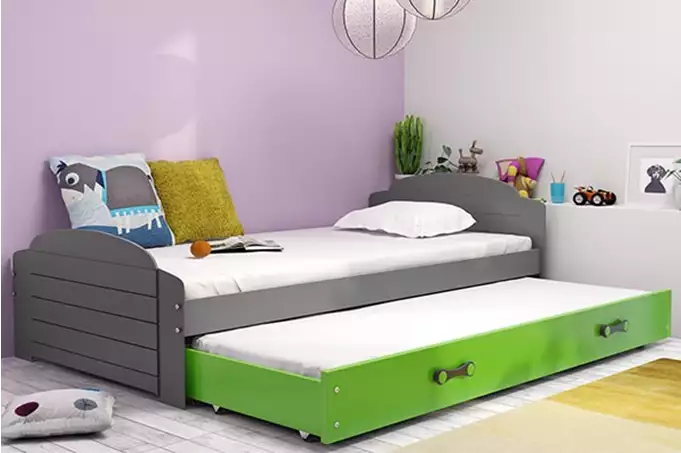 LILI 90X200 youth folding bed with drawer, graphite/green - Image 5